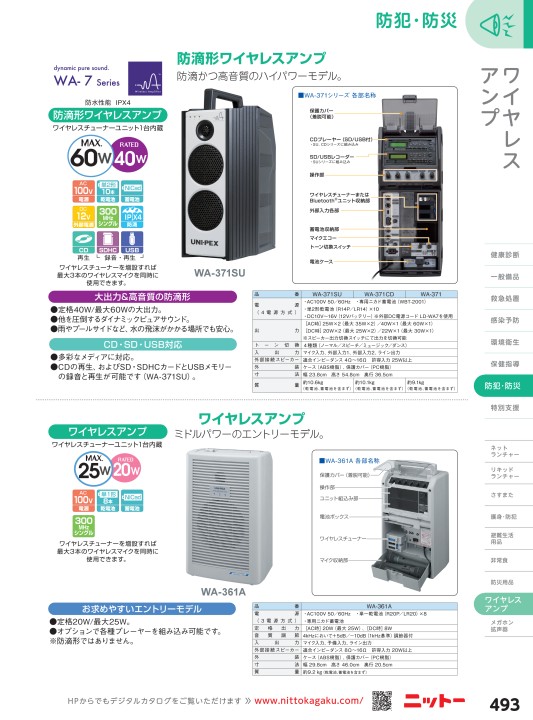 WA-872 ユニペックス 防滴形ハイパワーワイヤレスアンプ オーディオ